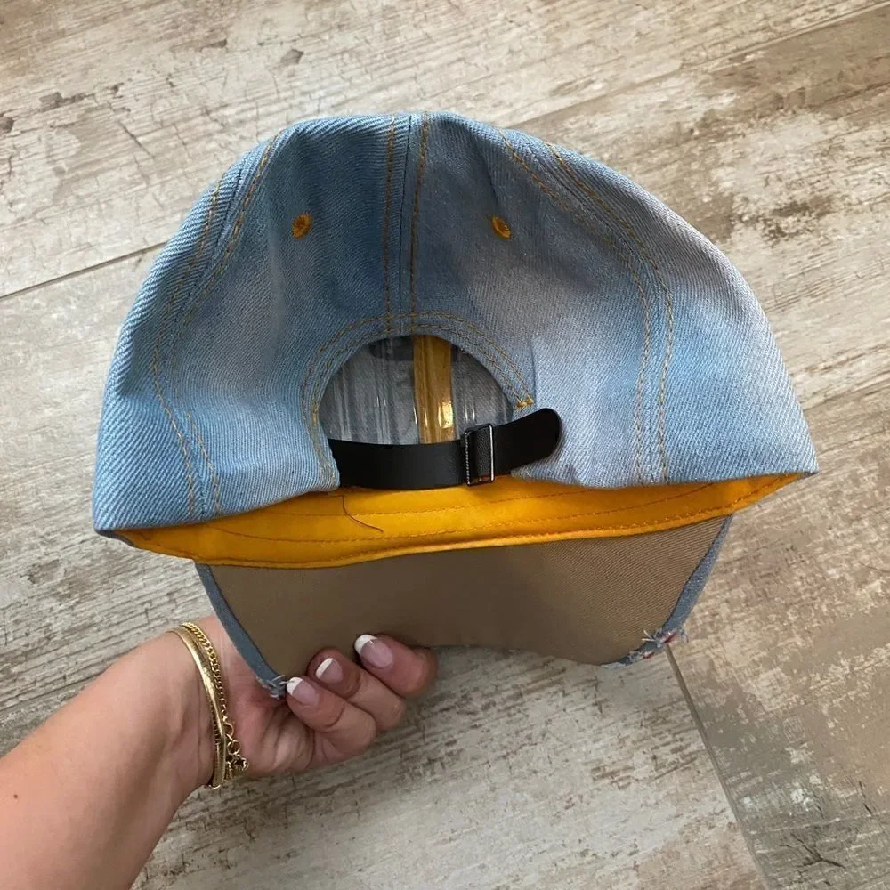 Cat Rhinestone Denim Cap